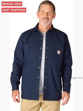 Men's Relaxed Fit Fleece-Lined Work Shirt Jac with Snap Front